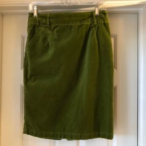 Boden green velvet pencil skirt
